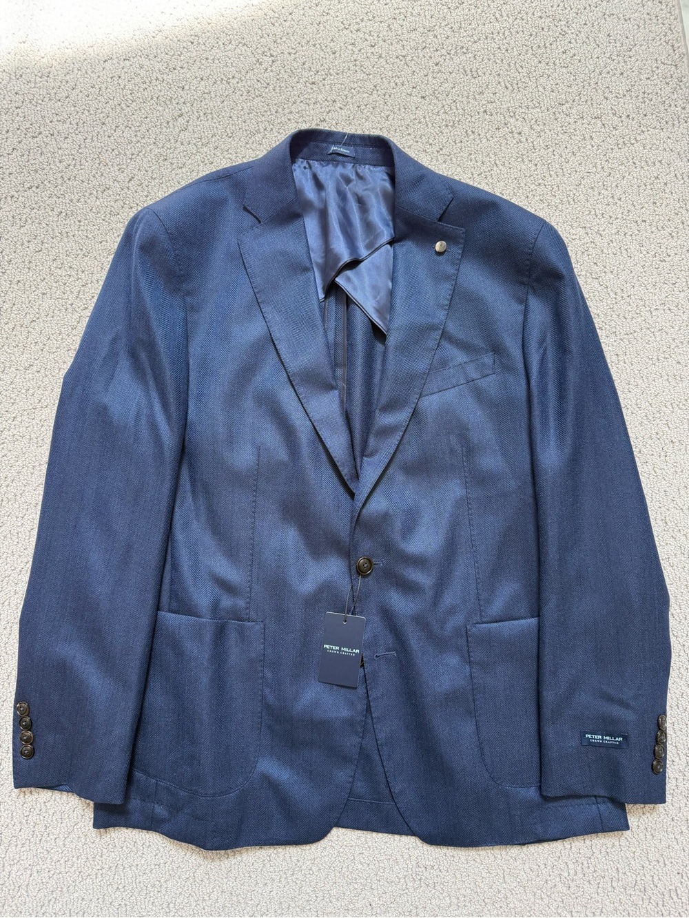 Peter Millar Crown Crafted Men’s Blue Sportcoat - NWT 44R - 93% Cashmere 7% Silk
